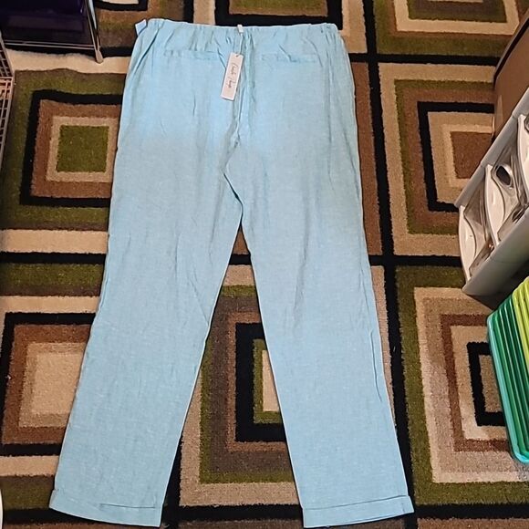 NEW NWT Charlie Paige Linen Pants Pull-On Drawstring 405439 Sizei Medium - Picture 2 of 9